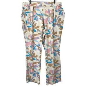 Juicy Couture 1X Floral Velour Pants Wide Leg Y2K Retro Lounge Pink Blue